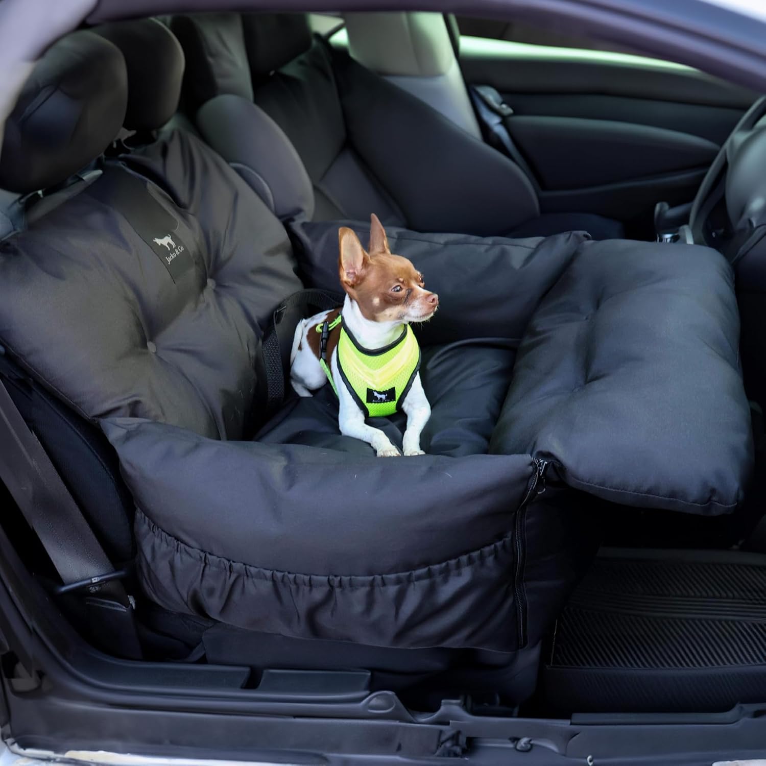 - Premium Dog Car Seat Bed for Small & Medium Dogs up to 25Lbs, Soft Travel Bed & Carrier Bag for Pets, Puppies, Cats Front or Back Seat, Machine Washable & Water Resistant (Black (1-25Lbs)