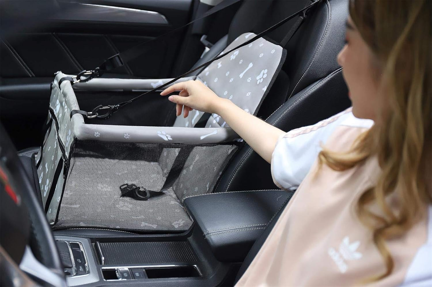 Pet Dog Car Booster Seat Carrier,Portable Foldable Carrier with Seat Belt for Dog Cat up to 30Lbs …