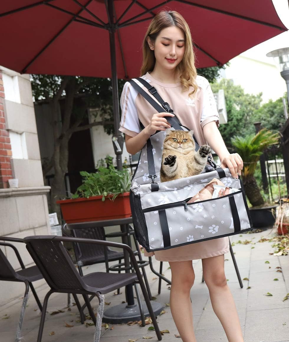 Pet Dog Car Booster Seat Carrier,Portable Foldable Carrier with Seat Belt for Dog Cat up to 30Lbs …